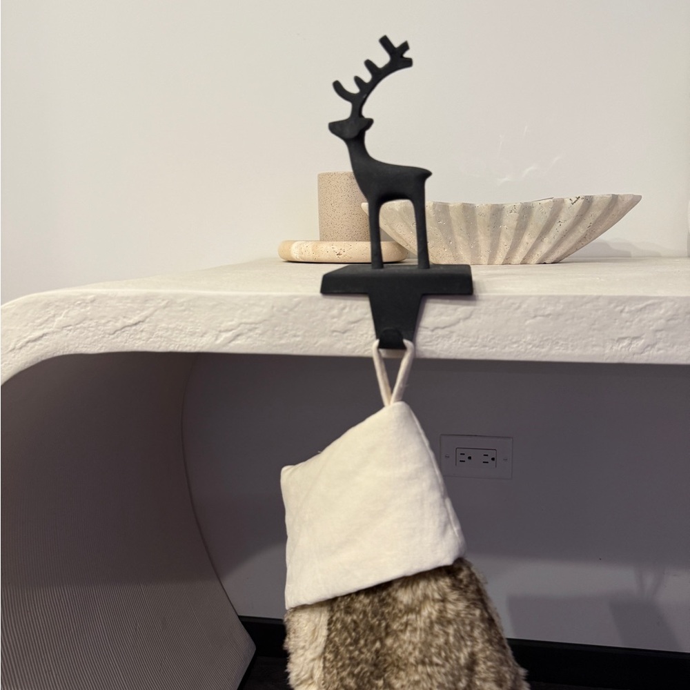 Crate & Barrel Black Reindeer Stocking Holder